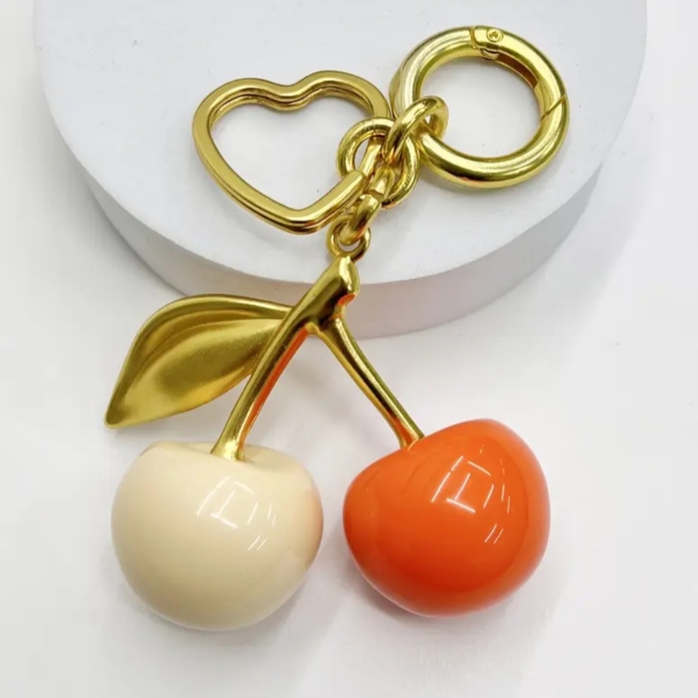 Gold and Orange Cherry Keychain